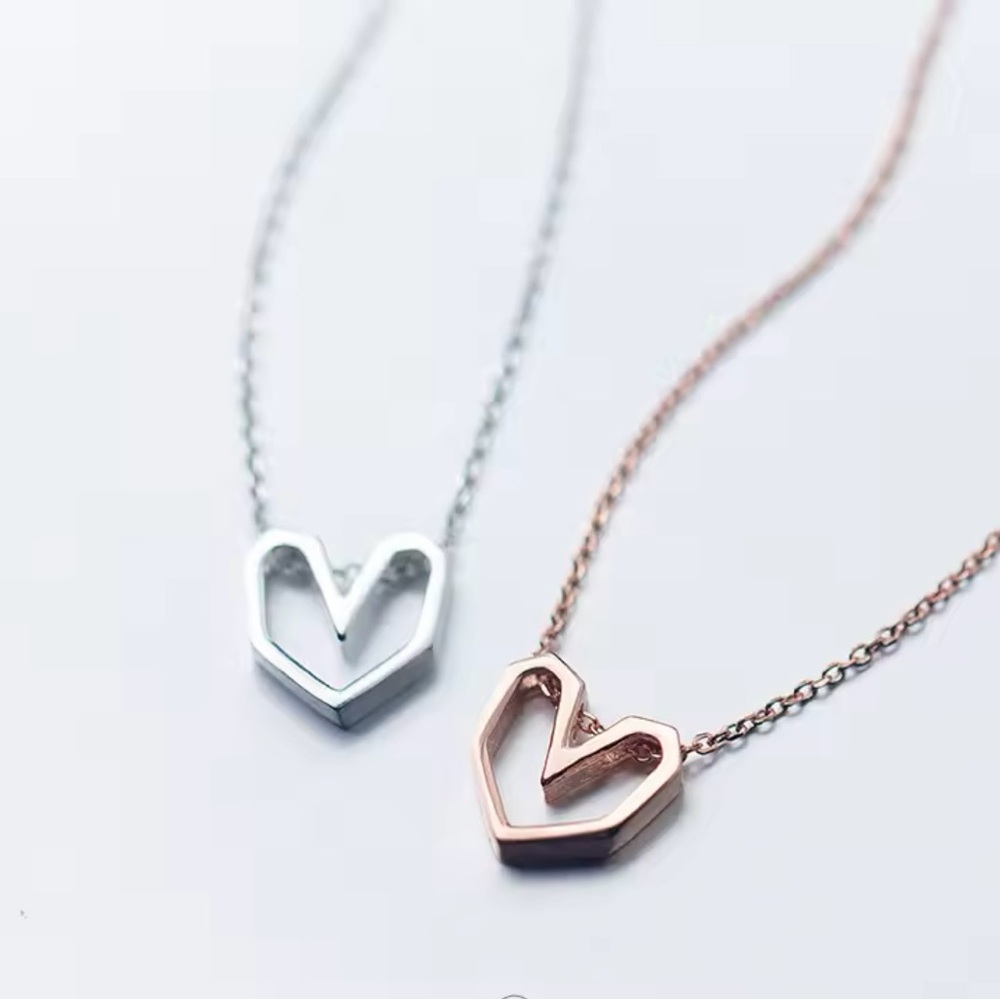 Elegant Silver Heart Necklaces 925 Sterling Silver Pendant For Women
